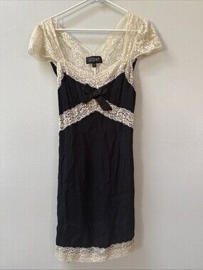 Dolls Kill Widow Dress Womens Small Black Ivory Lace Whimsigoth Victorian Slip